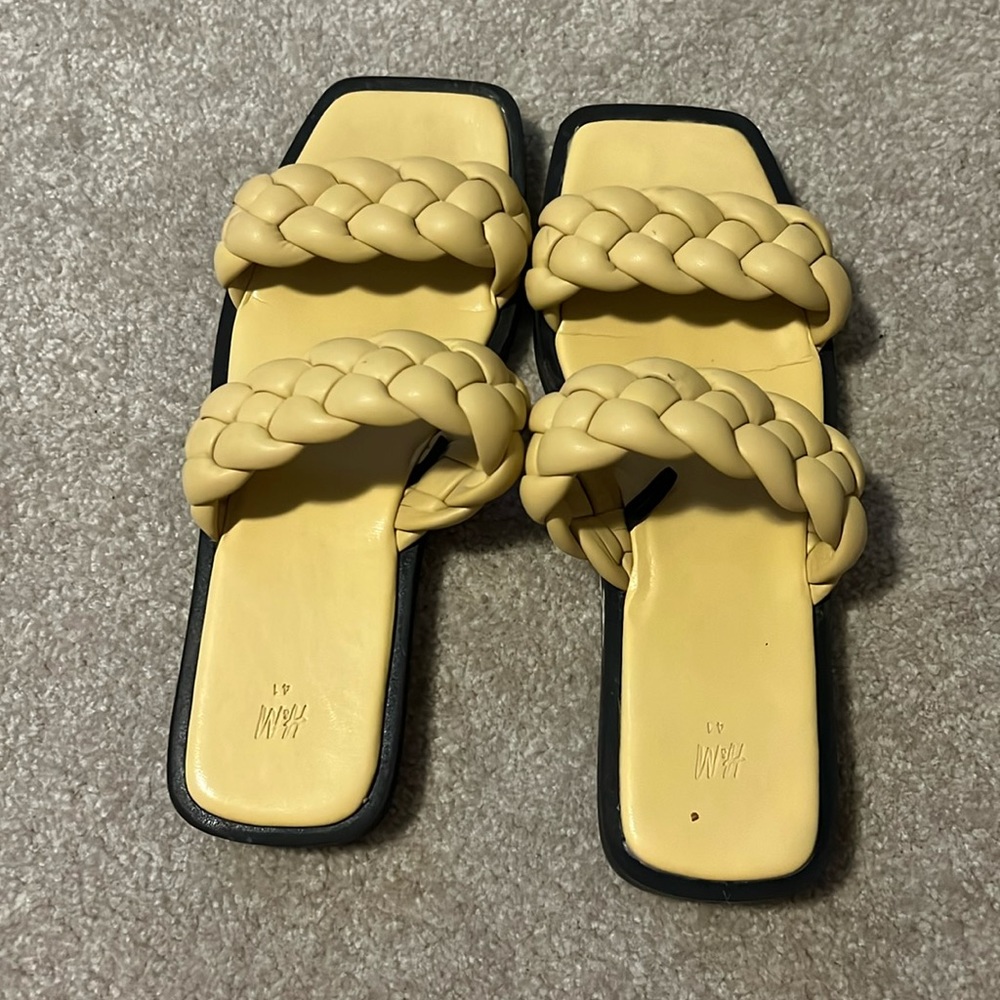 HM slides - EU 41 - Yellow - Faux Leather